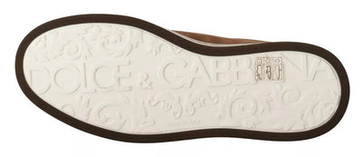 Baskets basses Dolce &amp; Gabbana en daim marron avec logo pour homme