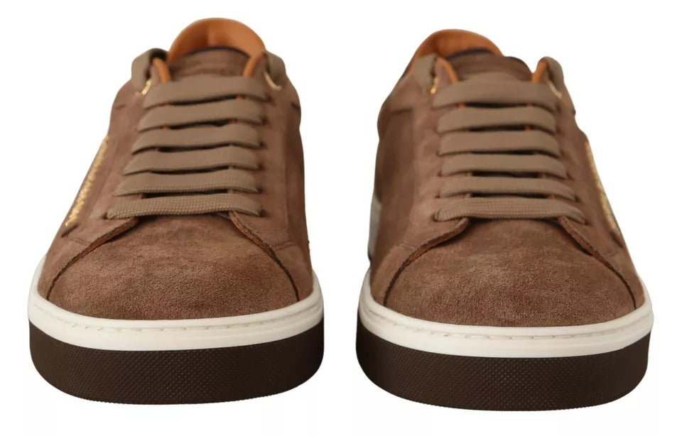 Baskets basses Dolce &amp; Gabbana en daim marron avec logo pour homme