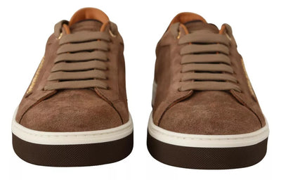 Baskets basses Dolce &amp; Gabbana en daim marron avec logo pour homme