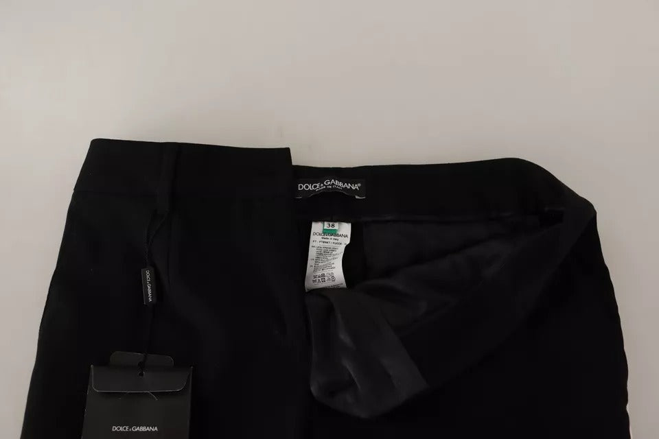 Pantalon fuselé en laine à rayures noires et blanches Dolce &amp; Gabbana