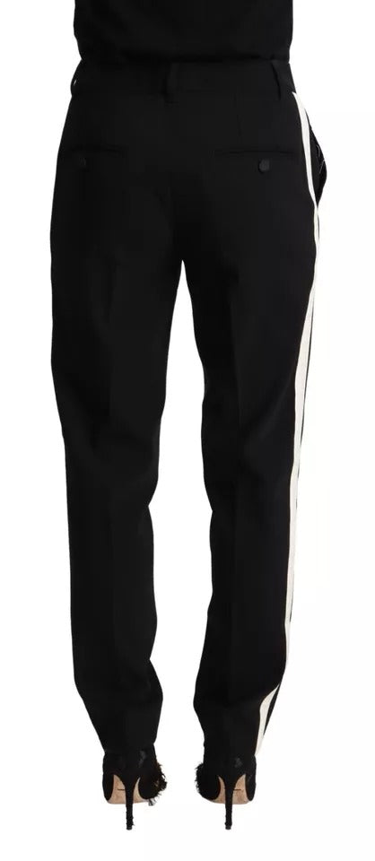 Pantalon fuselé en laine à rayures noires et blanches Dolce &amp; Gabbana