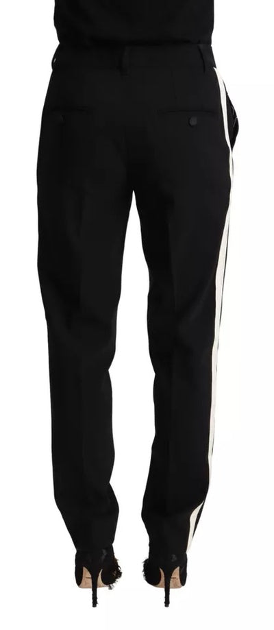 Pantalon fuselé en laine à rayures noires et blanches Dolce &amp; Gabbana