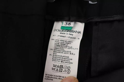 Pantalon fuselé en laine à rayures noires et blanches Dolce &amp; Gabbana