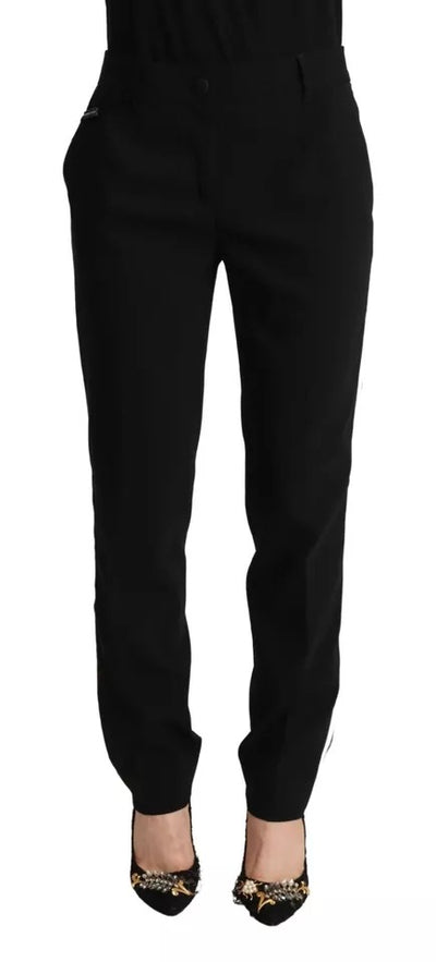 Pantalon fuselé en laine à rayures noires et blanches Dolce &amp; Gabbana