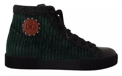 Baskets montantes en velours côtelé vert Dolce &amp; Gabbana pour homme