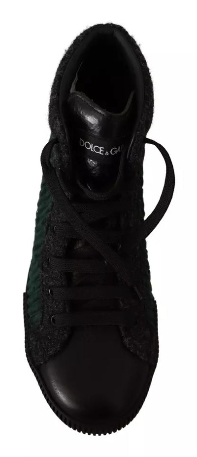Baskets montantes en velours côtelé vert Dolce &amp; Gabbana pour homme