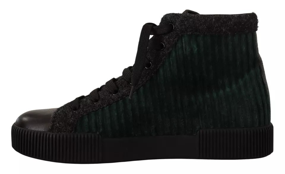 Baskets montantes en velours côtelé vert Dolce &amp; Gabbana pour homme