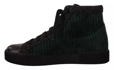 Baskets montantes en velours côtelé vert Dolce &amp; Gabbana pour homme