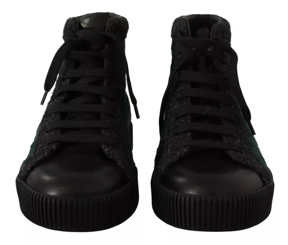 Baskets montantes en velours côtelé vert Dolce &amp; Gabbana pour homme