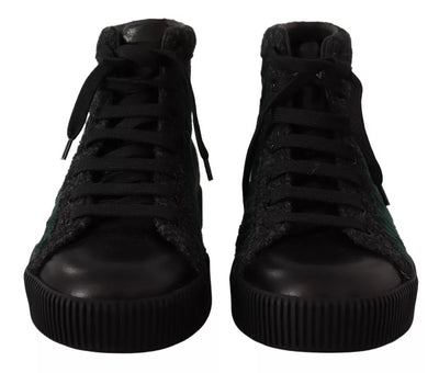 Baskets montantes en velours côtelé vert Dolce &amp; Gabbana pour homme