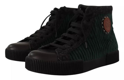 Baskets montantes en velours côtelé vert Dolce &amp; Gabbana pour homme