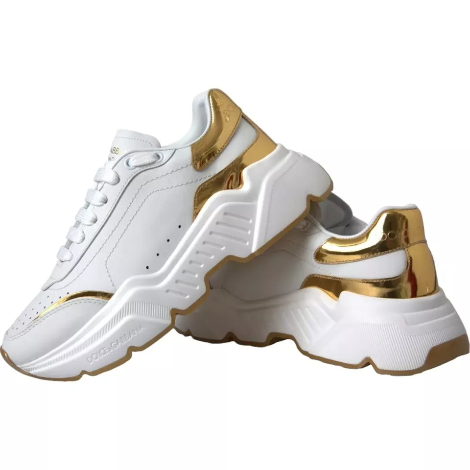 Dolce &amp; Gabbana White Gold DAYMASTER leren sneakers herenschoenen