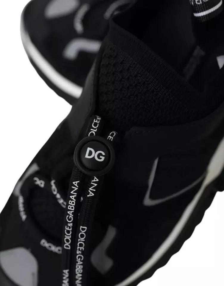 Dolce &amp; Gabbana Zwart Wit Logo Sorrento Heren Sneakers Schoenen