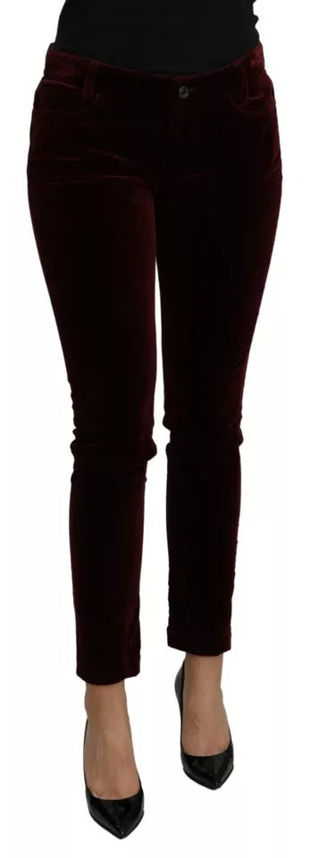 Pantalon slim stretch en velours bordeaux Dolce &amp; Gabbana