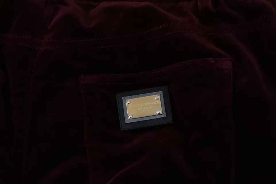 Pantalon slim stretch en velours bordeaux Dolce &amp; Gabbana