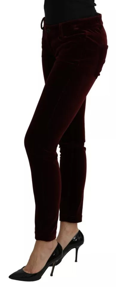Pantalon slim stretch en velours bordeaux Dolce &amp; Gabbana