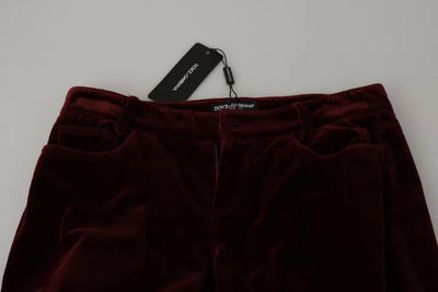 Pantalon slim stretch en velours bordeaux Dolce &amp; Gabbana