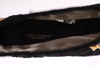 Bottines à talons aiguilles en dentelle et cristaux noirs Dolce &amp; Gabbana