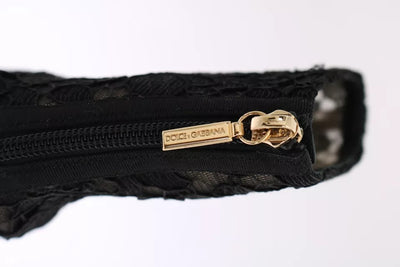 Bottines à talons aiguilles en dentelle et cristaux noirs Dolce &amp; Gabbana