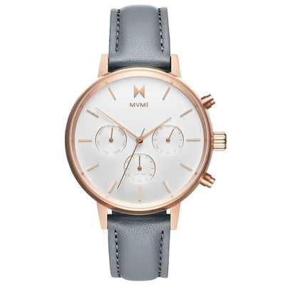 MVMT Grijs Leren Horloge