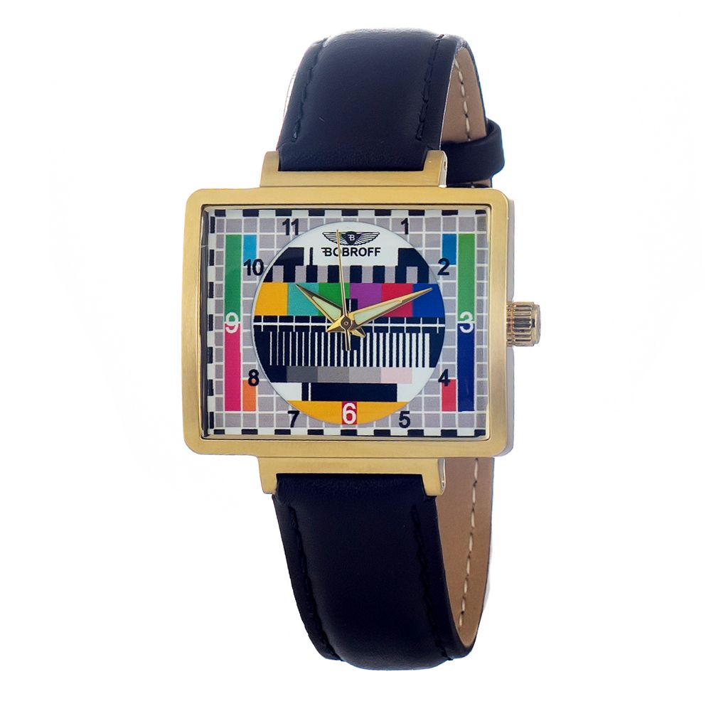 Bobroff Zwart Leren Horloge