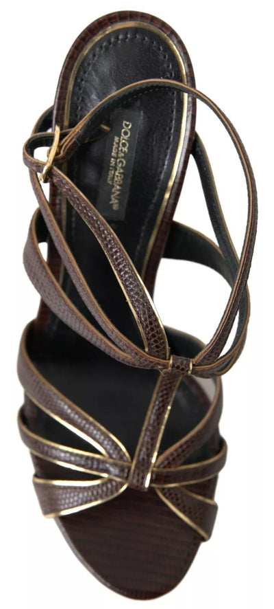 Dolce &amp; Gabbana Bruine Enkelband Stiletto Hakken Sandalen Schoenen