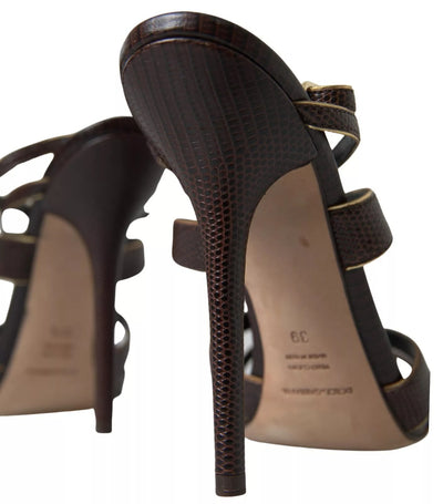 Dolce &amp; Gabbana Bruine Enkelband Stiletto Hakken Sandalen Schoenen