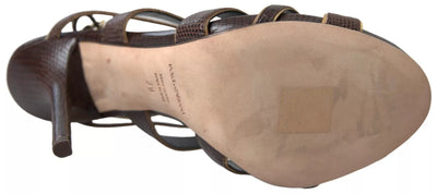 Dolce &amp; Gabbana Bruine Enkelband Stiletto Hakken Sandalen Schoenen