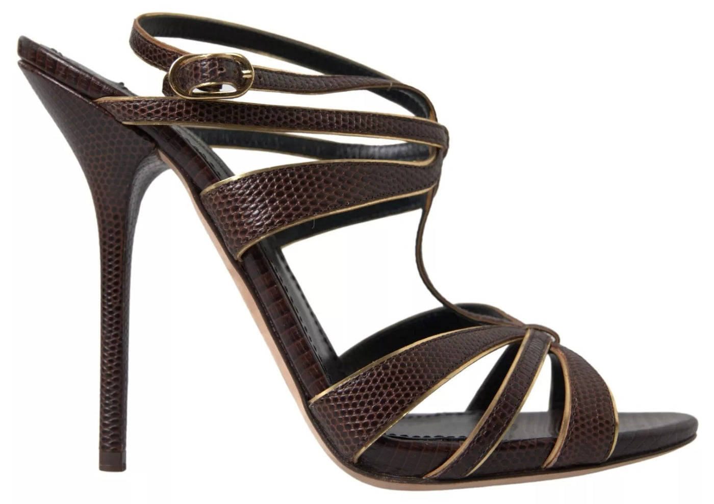 Dolce &amp; Gabbana Bruine Enkelband Stiletto Hakken Sandalen Schoenen