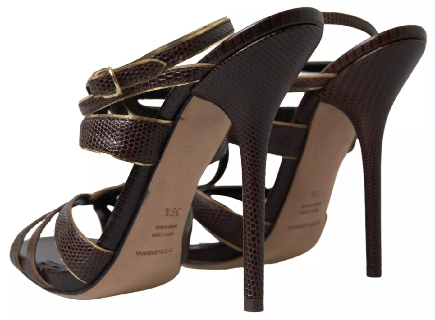 Dolce &amp; Gabbana Bruine Enkelband Stiletto Hakken Sandalen Schoenen