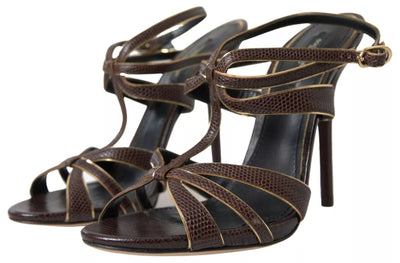 Dolce &amp; Gabbana Bruine Enkelband Stiletto Hakken Sandalen Schoenen