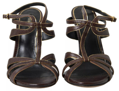 Dolce &amp; Gabbana Bruine Enkelband Stiletto Hakken Sandalen Schoenen