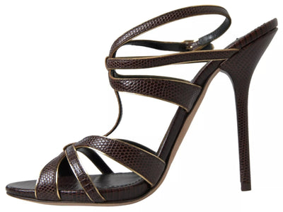 Dolce &amp; Gabbana Bruine Enkelband Stiletto Hakken Sandalen Schoenen