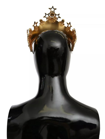 Dolce &amp; Gabbana Gouden Kristallen Ster STRASS Kroon Logo Tiara Diadeem