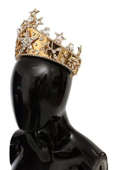Dolce &amp; Gabbana Gouden Kristallen Ster STRASS Kroon Logo Tiara Diadeem
