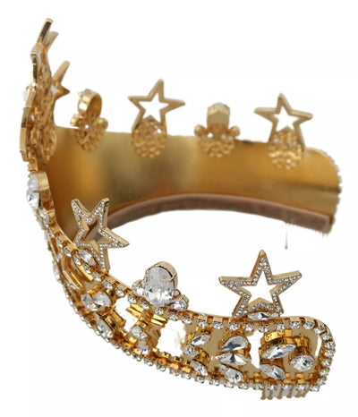 Dolce &amp; Gabbana Gouden Kristallen Ster STRASS Kroon Logo Tiara Diadeem