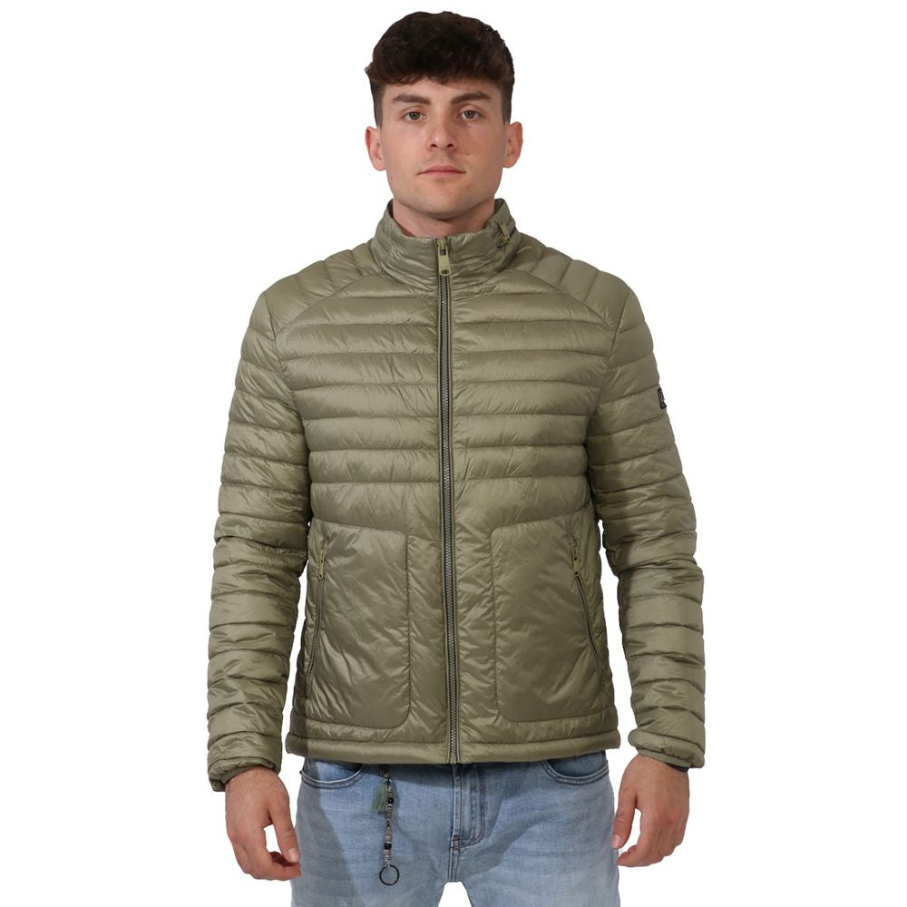 Oui, veste pour homme Yes Zee en nylon vert avec capuche dissimulable.