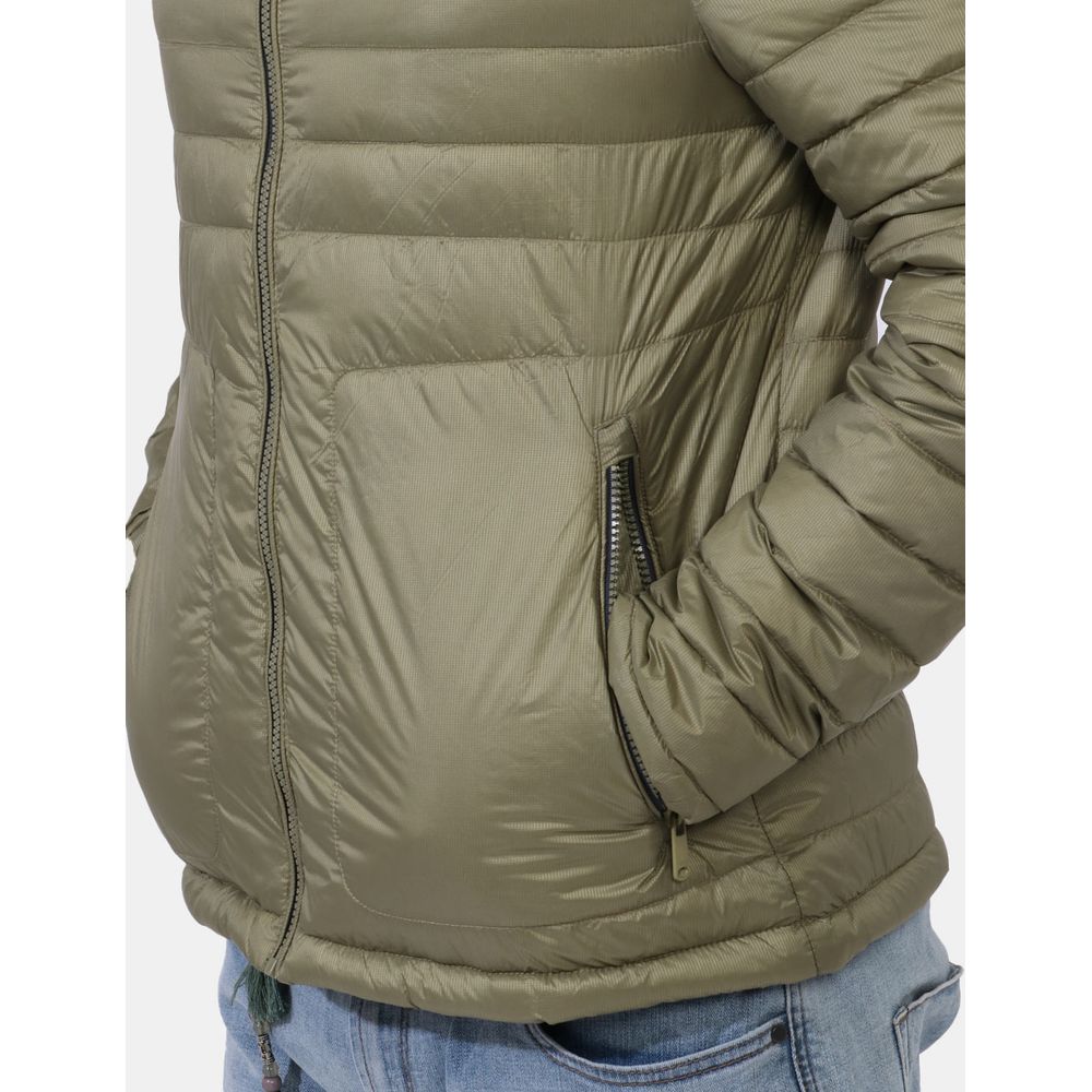 Oui, veste pour homme Yes Zee en nylon vert avec capuche dissimulable.