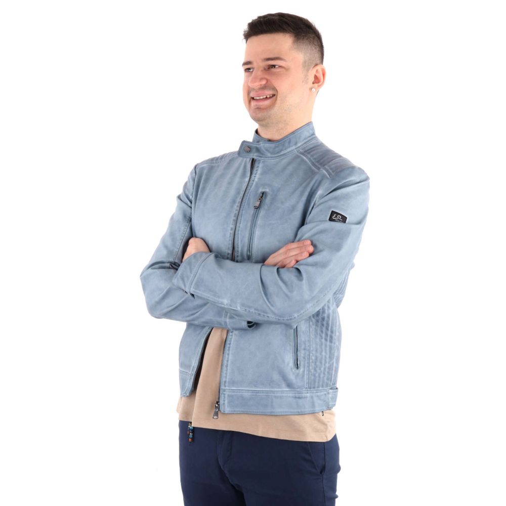 Oui, veste pour homme en polyéthylène bleu Zee.