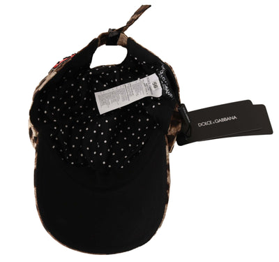 Dolce &amp; Gabbana Bruine Luipaard Pailletten Sicilië Applicatie Baseballpet