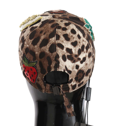 Dolce &amp; Gabbana Bruine Luipaard Pailletten Sicilië Applicatie Baseballpet