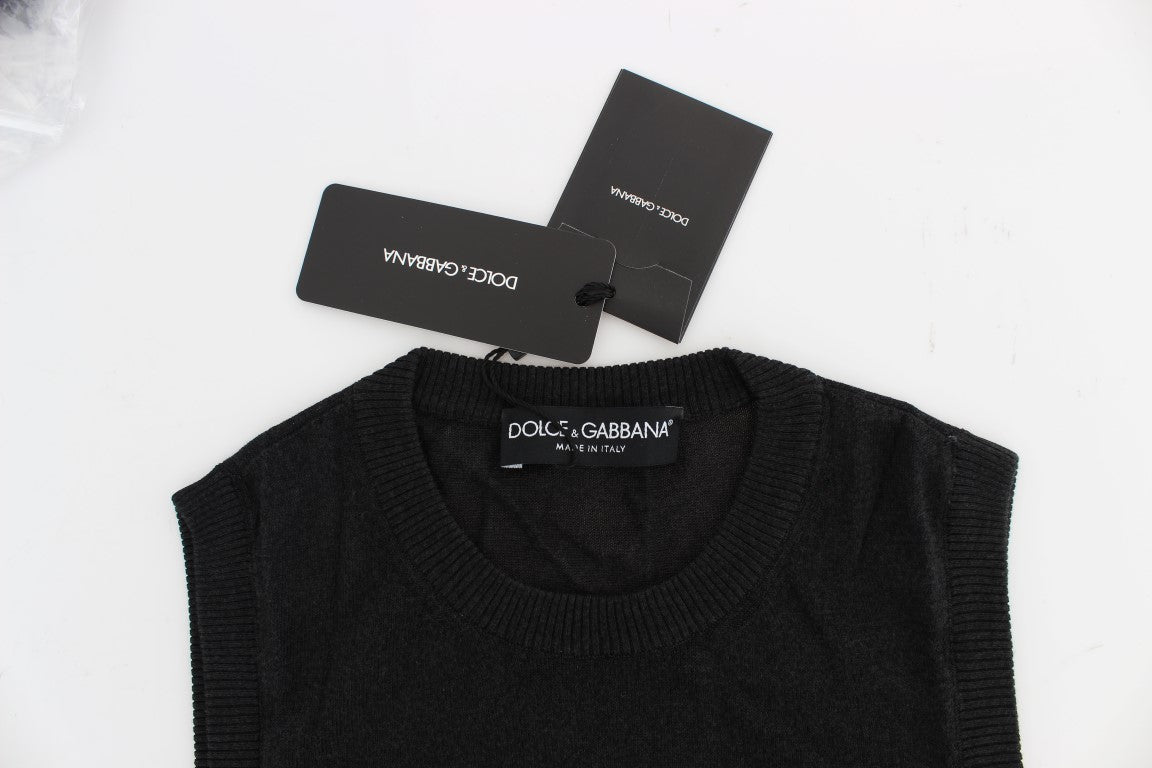 Pull sans manches à col ras du cou noir Dolce &amp; Gabbana