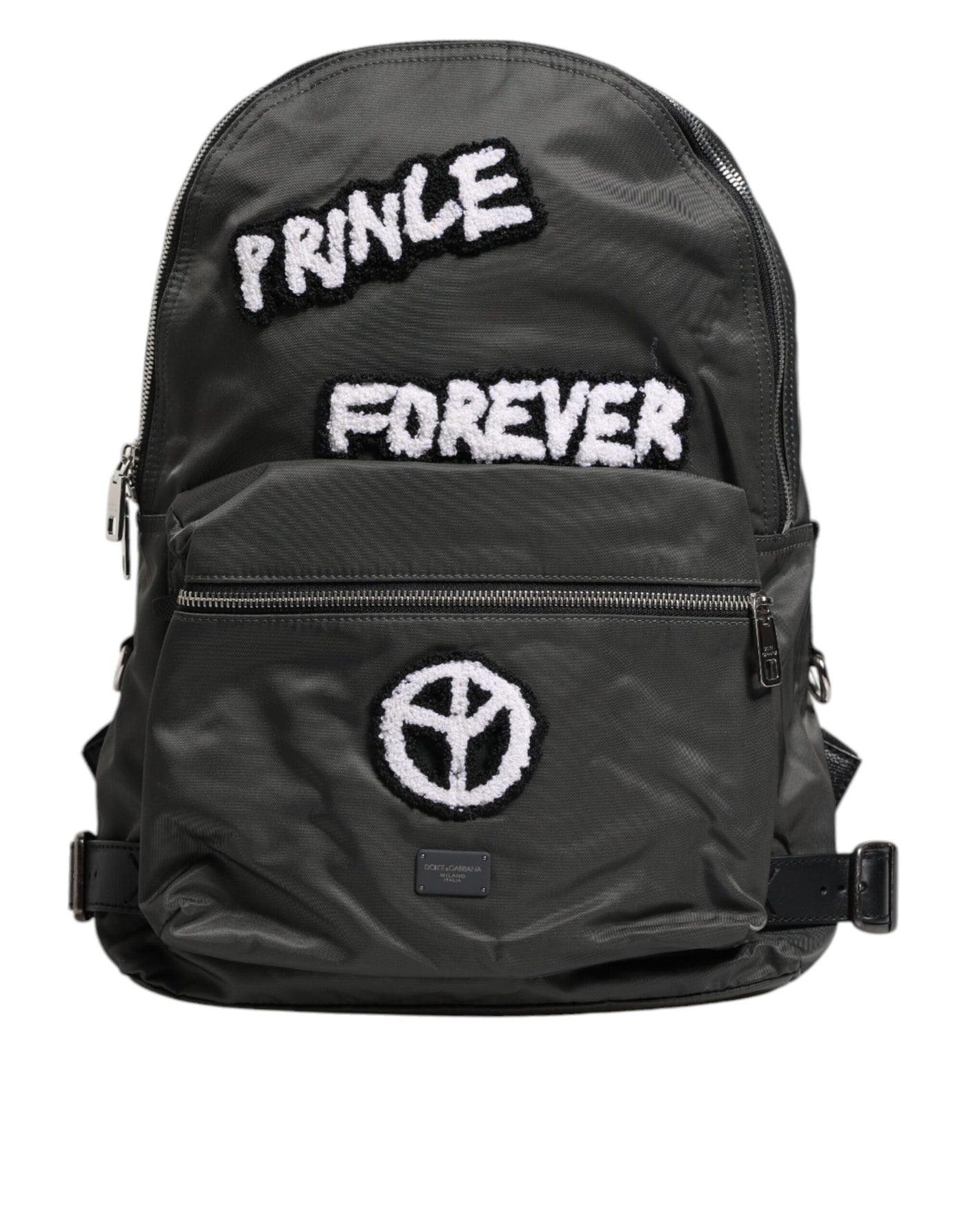 Sac à dos de voyage scolaire Prince Forever en nylon gris Dolce &amp; Gabbana