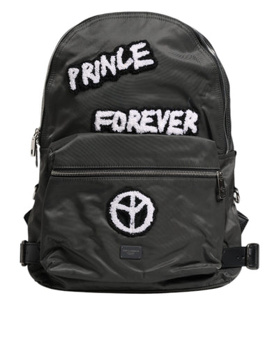 Sac à dos de voyage scolaire Prince Forever en nylon gris Dolce &amp; Gabbana