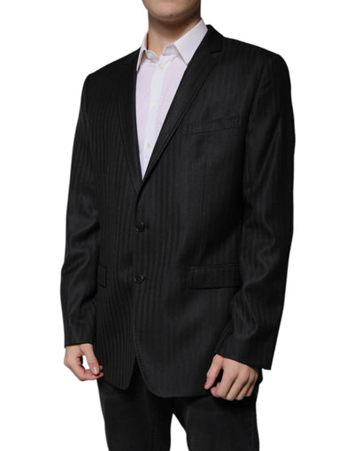 Blazer simple boutonnage en laine à rayures noires Dolce &amp; Gabbana