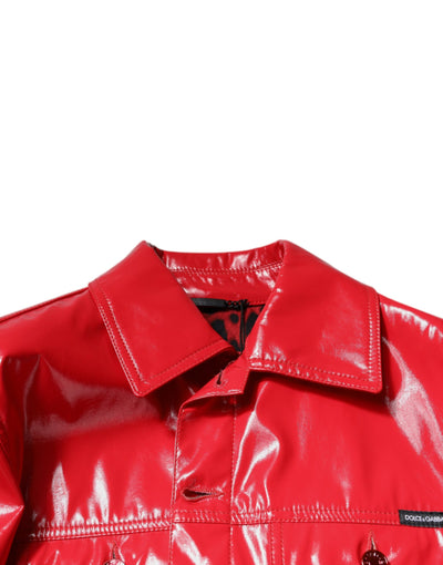 Veste à col boutonné en polyester rouge Dolce &amp; Gabbana