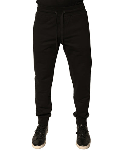 Pantalon de jogging en coton noir Dolce &amp; Gabbana pour homme