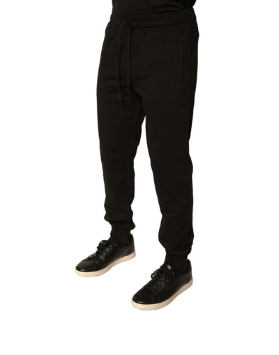 Pantalon de jogging en coton noir Dolce &amp; Gabbana pour homme