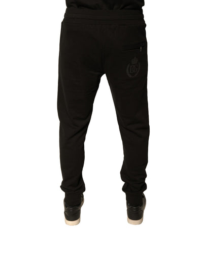 Pantalon de jogging en coton noir Dolce &amp; Gabbana pour homme