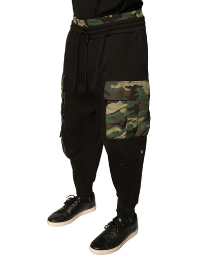 Dolce &amp; Gabbana Zwarte Camouflage Katoenen Joggingbroek